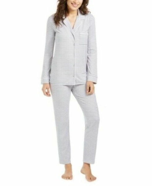 Alfani Super Soft Printed Long-Sleeve Top & Pajama Pants Set Gray Size 2XL